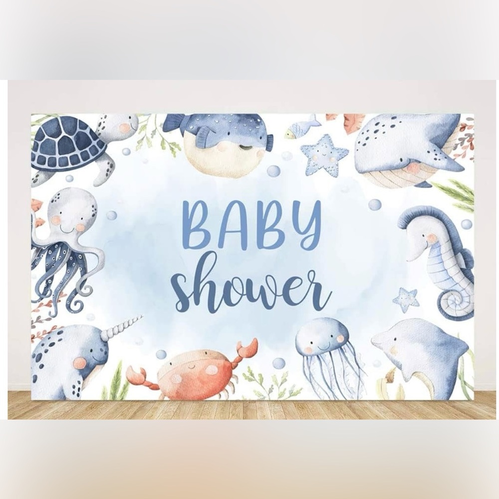 Under The Sea Baby Shower Backdrop Ocean‎ Decorations Photography Background